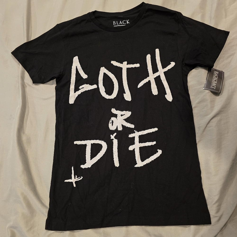 Blackcraft Cult Unisex NWT Graphic Tee Black with White Writing Size Small